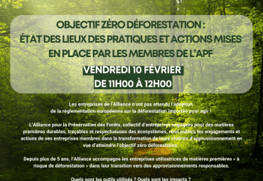 Webinaire de l'Alliance pour la Préservation des Forêts "Objectif zéro déforestation"