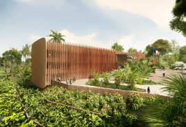 A new French embassy in Libreville made of FSC certified Padouk