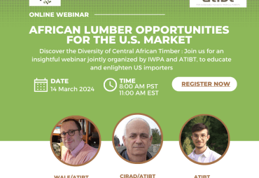 Inscrivez-vous au webinaire de l'IWPA* et de l'ATIBT le 14 mars sur les opportunités du bois africain pour le marché américain